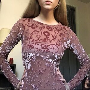 Velvet Floral Long Sleeve Bodysuit